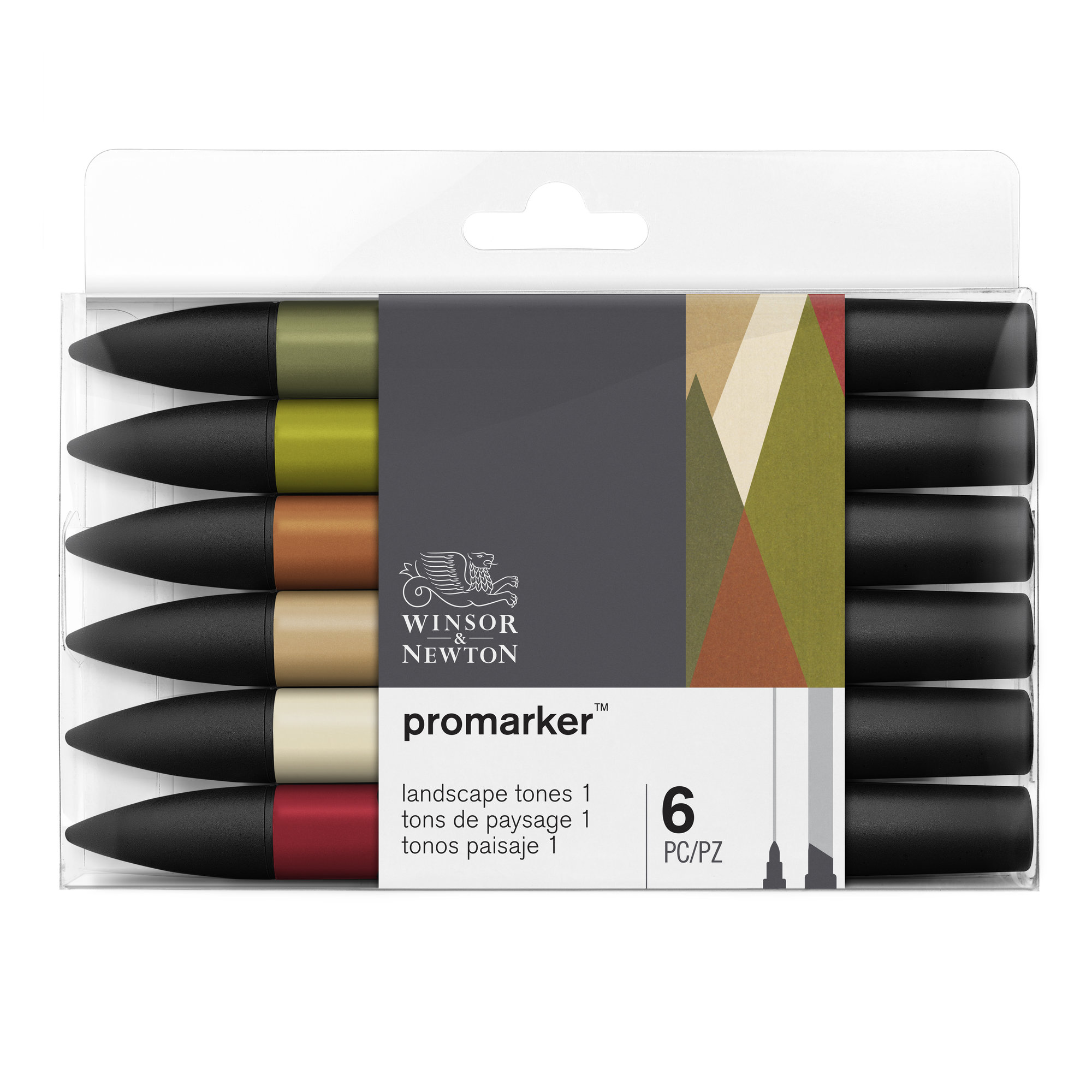 Winsor & Newton Promarker Graphic Drawing Pens Landscape Tones 1 Set of 6 Pens